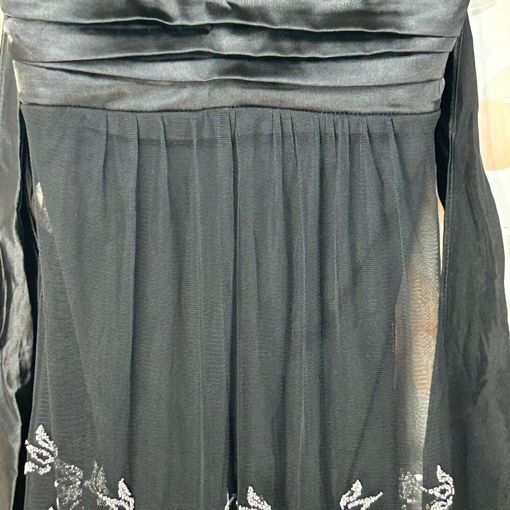 Taboo Dress Womens Small Black Floral Beaded Sleeveless Chiffon Tie Back - Picture 4 of 14